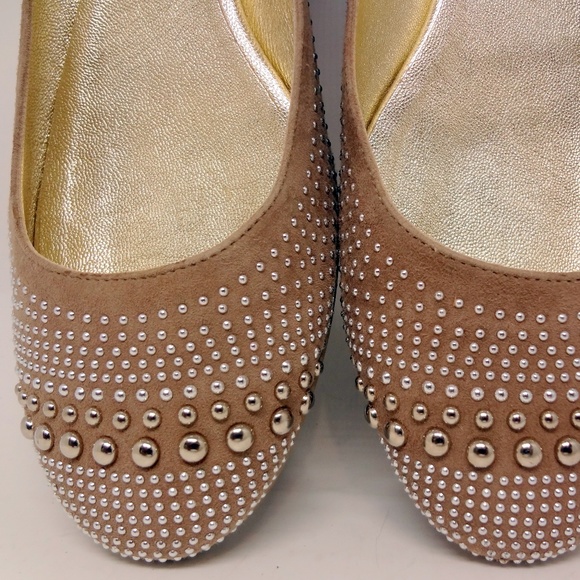 Jimmy Choo Shoes - JIMMY CHOO Latte Taupe Suede Studded Flats 40.5